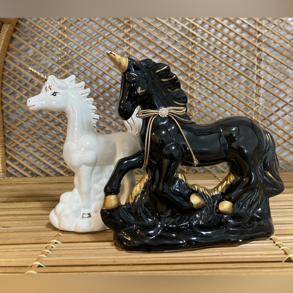 🌸3 For $30🌸Black and White Ceramic Unicorn Figurines